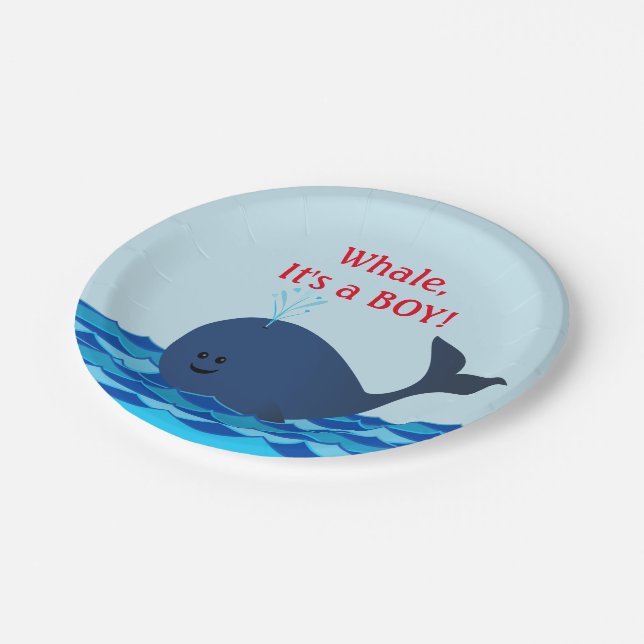 Whale It's A Boy Personalized Paper Plates (Angled)