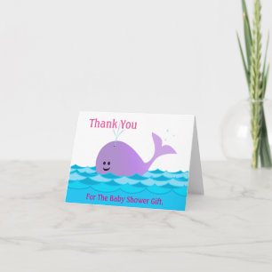 Whale It's A Girl Baby Shower Thank You Card