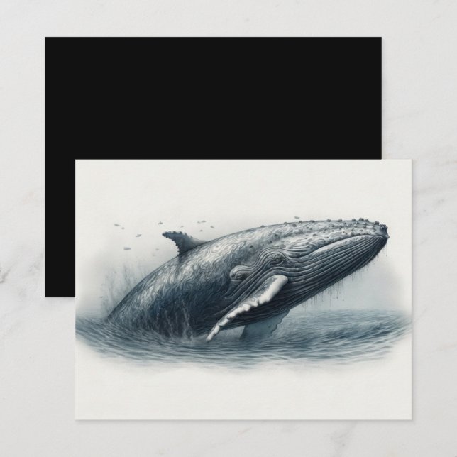 Whale jumping out of ocean illustration  card (Front/Back)