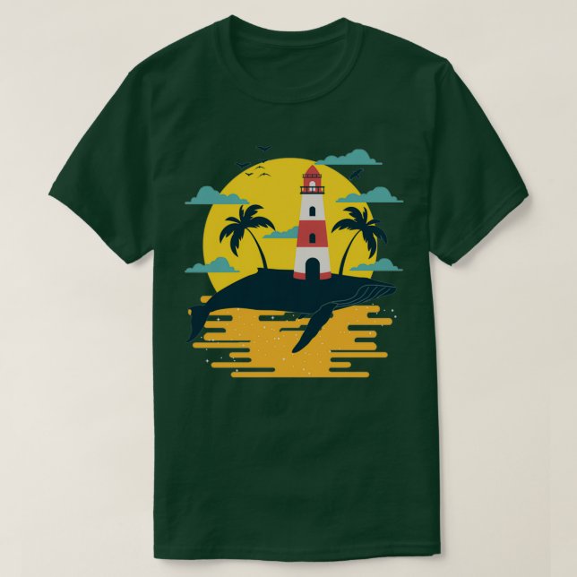 Whale Lighthouse T-Shirt (Design Front)