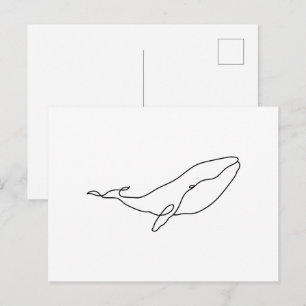 Whale , line art illustration postcard