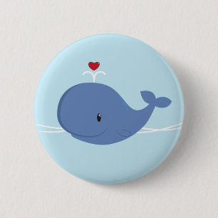 Whale love 2 inch round button