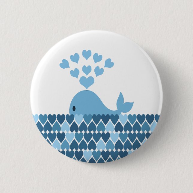 Whale Love 2 Inch Round Button (Front)