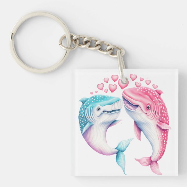 Whale Love: A Romantic Tale of Affectionate Souls Keychain (Front)