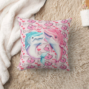 Whale Love: A Romantic Tale of Affectionate Souls Throw Pillow