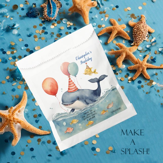 Whale Make a Splash Boys Birthday Favour Bag (Creator Uploaded)