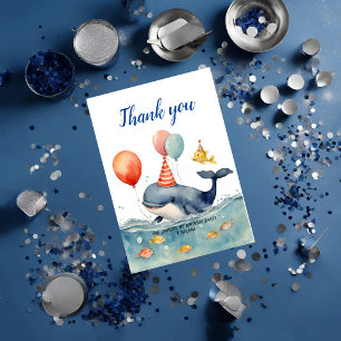 Whale Make a Splash Boys Birthday Thank You Card
