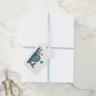 Whale Mom and Baby Swimming in the Sea Gift Tags