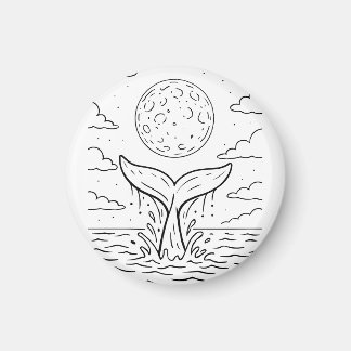 Whale Moon Dive | Ocean Night Sky Tee | Cosmic Sea Magnet