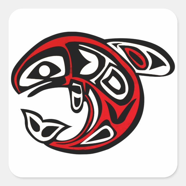 Whale, Nature, Haida Square Sticker (Front)