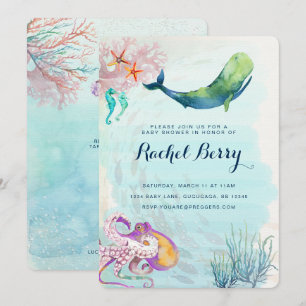 Whale Nautical Baby Shower Invite