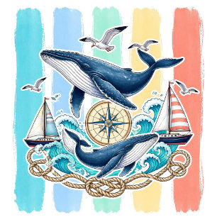 Whale Nautical Coastal Summer T-Shirt