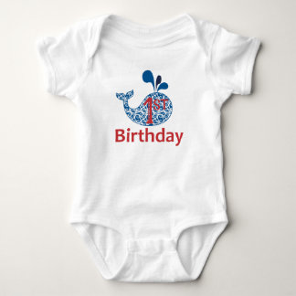 Whale Nautical First Birthday Boy Bodysuit