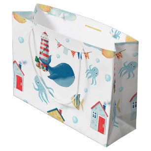Whale Nautical Large Gift Bag