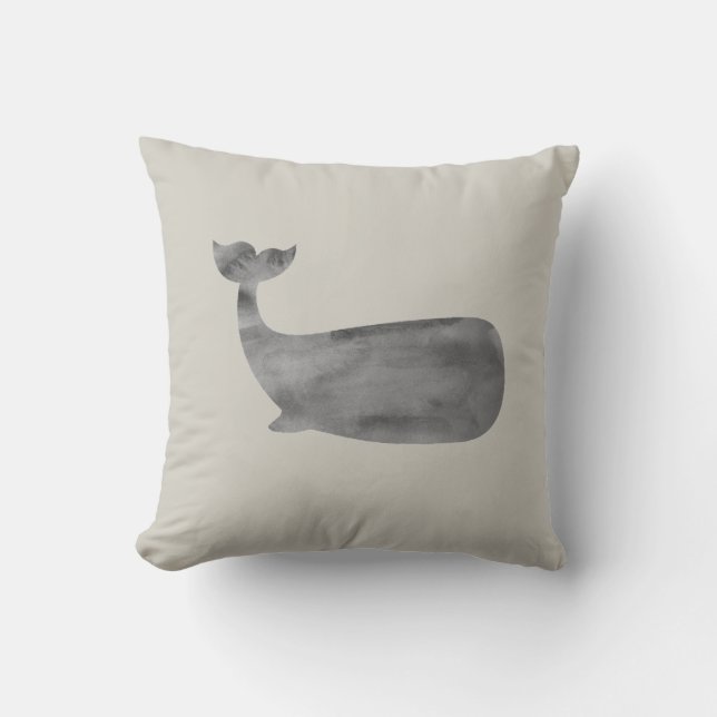 Whale Nautical Ocean Throw Pillow (Front)
