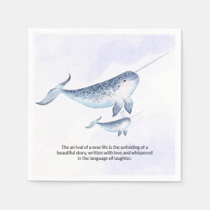 Whale Nautical Sea Blue Ocean Baby Shower Napkins
