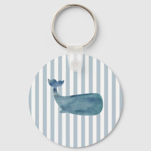 Whale Nautical Stripe Painting Keychain