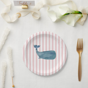 Whale Nautical Stripe Paper Plates