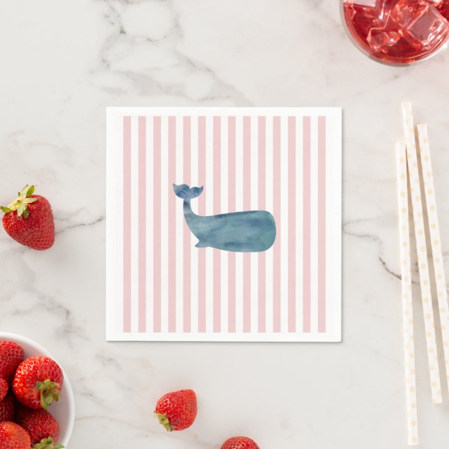 Whale Nautical Stripe Paper Plates Napkin (Insitu)