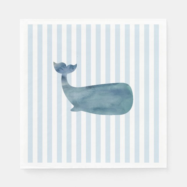 Whale Nautical Stripe Pattern Napkin (Front)