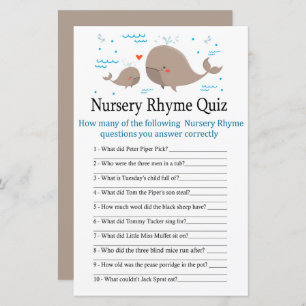 Whale Nursery Rhyme Quiz baby shower game
