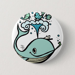 Whale of a Captain! by Tiki tOny 2 Inch Round Button