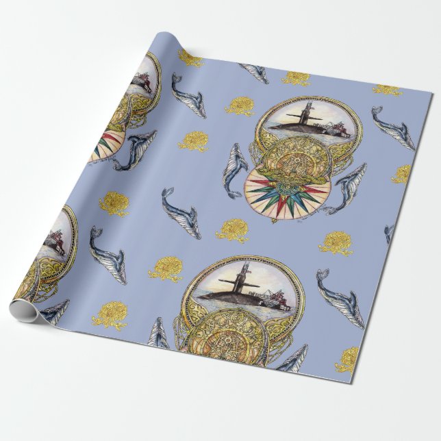 Whale of a Tale Wrapping Paper (Unrolled)
