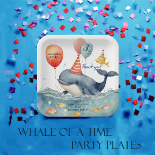 Whale of a Time Boys Birthday Custom Thank You Paper Plate