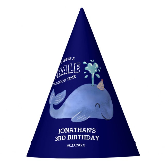Whale Of A Time Cute Party Hat Navy Birthday  (Front)