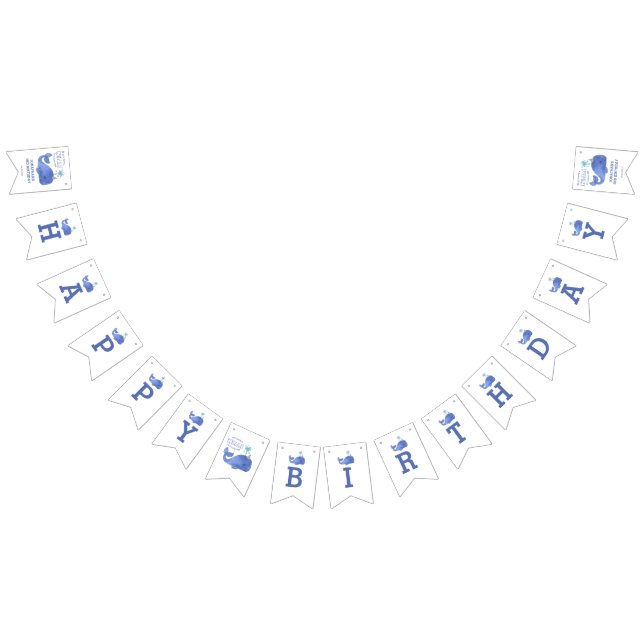 Whale Of A Time Cute Party Hat White Birthday  Bunting Flags (All)