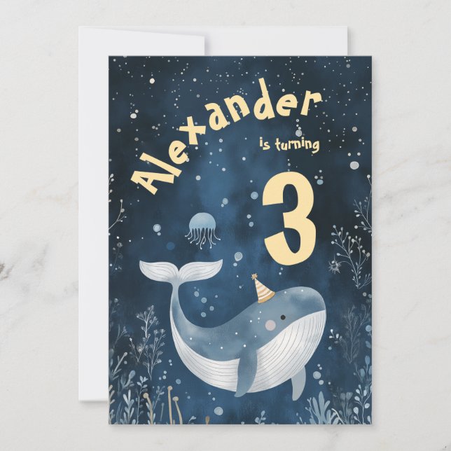 Whale of a Time Ocean Kids Birthday Invitation (Front)