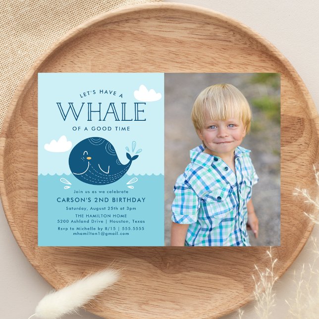 Whale of a Time Photo Birthday Party Invitation (Creator Uploaded)