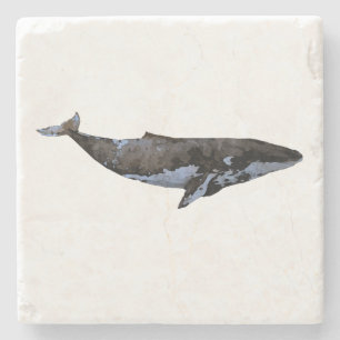 Whale Painting Nautical Marble Stone Coaster