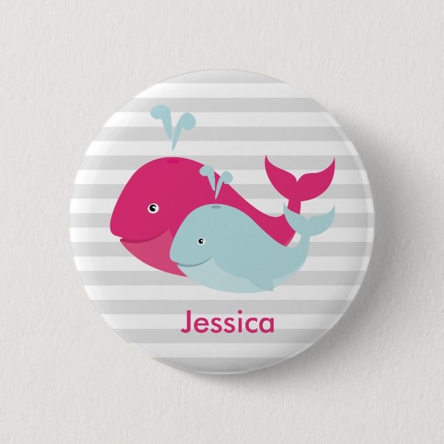 Whale Pals 2 Inch Round Button (Front)