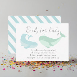 Whale Pastel Blue Green Books For Baby Shower Enclosure Card