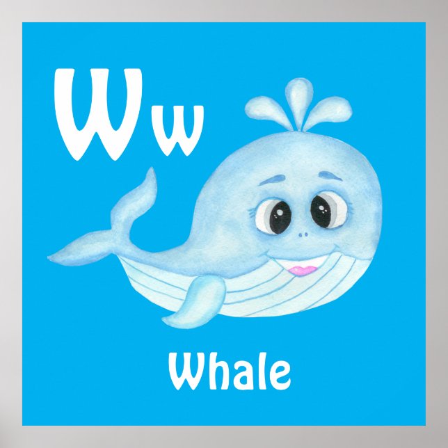 Whale personalize ABC: Letter W - Add Your Name Poster (Front)