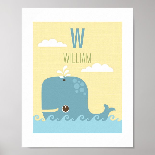 Whale Personalized Nursery Poster Print (Front)