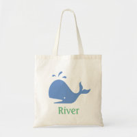 Whale Personalized Tote Bag, Blue and Green