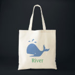 Whale Personalized Tote Bag, Blue and Green Bag<br><div class="desc">This cute bag makes a great beach bag, book bag, toy bag... or really a great bag for just about anything! Personalize it with a name using the template form. Use the customize feature to access the advanced menu allowing you to change colours, fonts, and text position.</div>