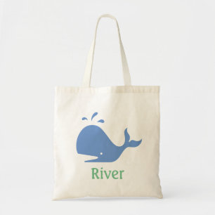 Whale Personalized Tote Bag, Blue and Green Bag