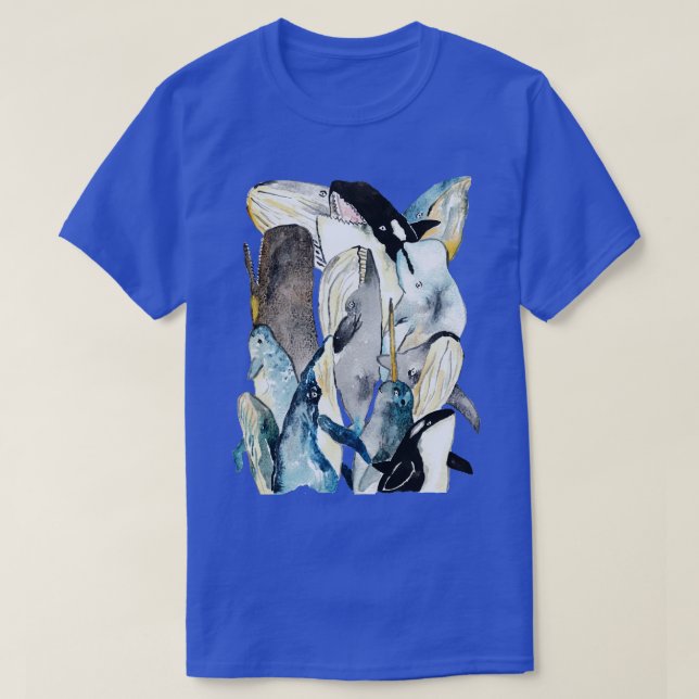 Whale pile watercolor painting T-Shirt (Design Front)