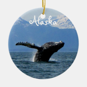 Whale Playtime; Alaska Ceramic Ornament