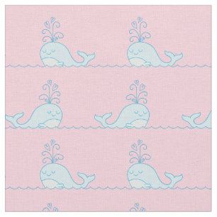 Whale Print Fabric Pink