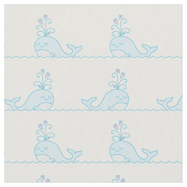Whale Print Fabric White (Close Up)