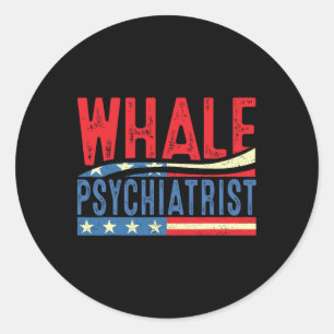 Whale Psychiatrist 2025 Retro Stripe  Classic Round Sticker