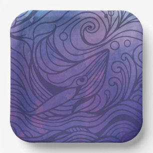Whale - Purple Paper Plate
