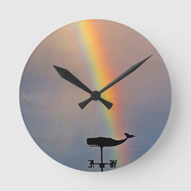 Whale Rainbow Hawai'i Round Clock (Front)