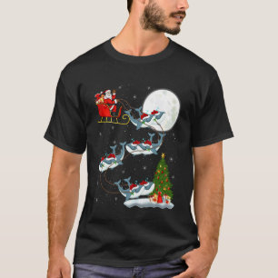 Whale Santa Sleigh Flying Funny Magical Christmas  T-Shirt