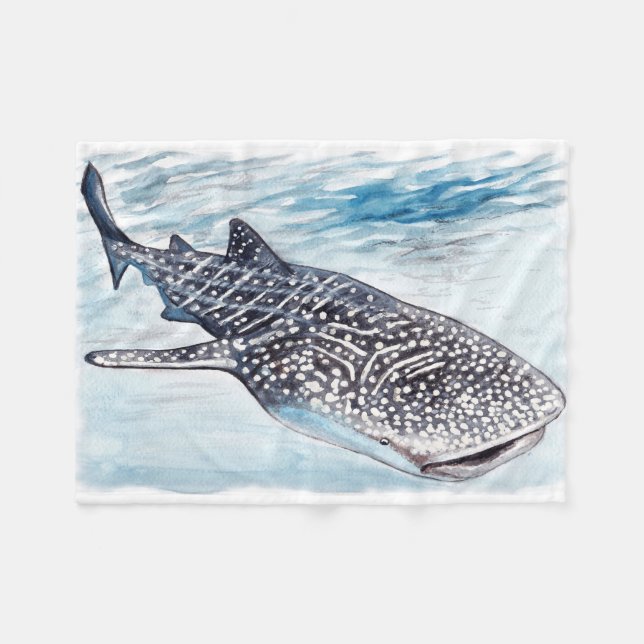 Whale Shark Artwork Fleece Throw Blanket (Front (Horizontal))