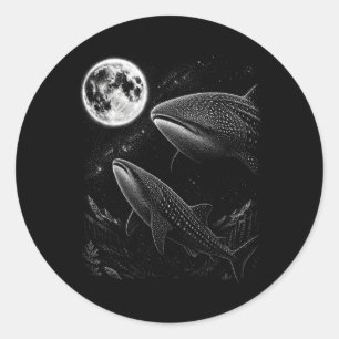 Whale Shark Howling To The Moon 90s Retro Classic Round Sticker